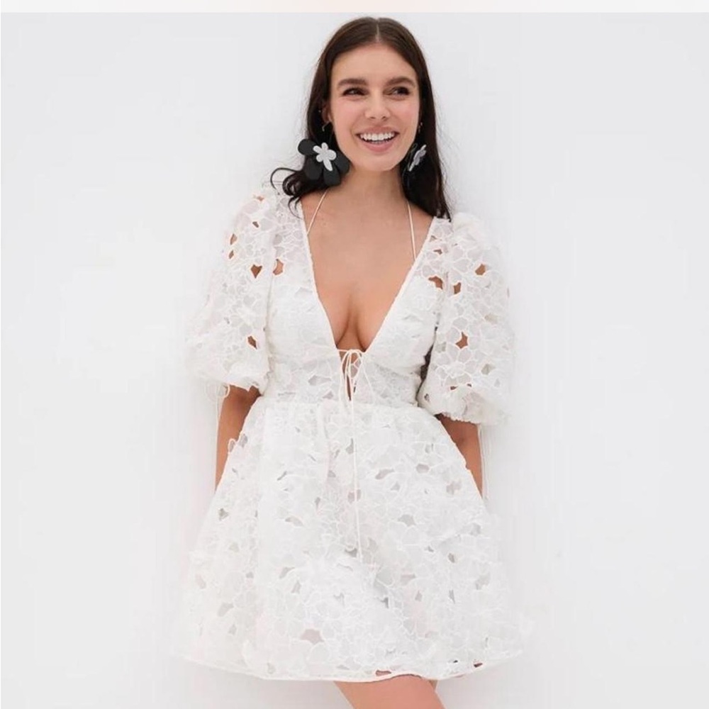 NWT - For Love and Lemons Leighton white mini Dress size medium